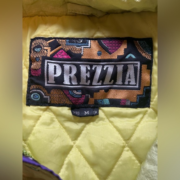 Rare Vintage Prezzia 1980’s Sz M Lime Green & Purple Ski Jacket Retro Funky Cool - Picture 8 of 8